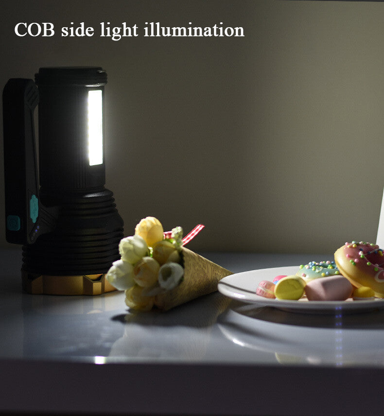 LED Torch USB Rechargeable COB Flashlight Spotlight Camping Light Most Powerful